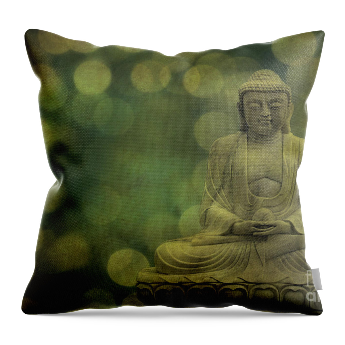 Buddha Throw Pillow featuring the photograph Buddha Light Gold by Hannes Cmarits