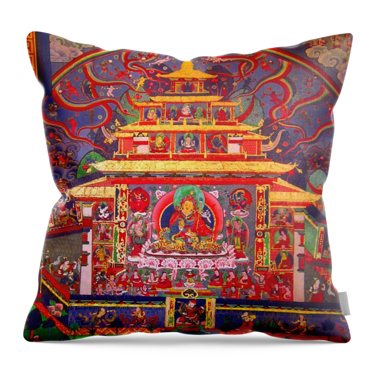 Buddhism Throw Pillow featuring the painting Buddhist Art by Steve Fields