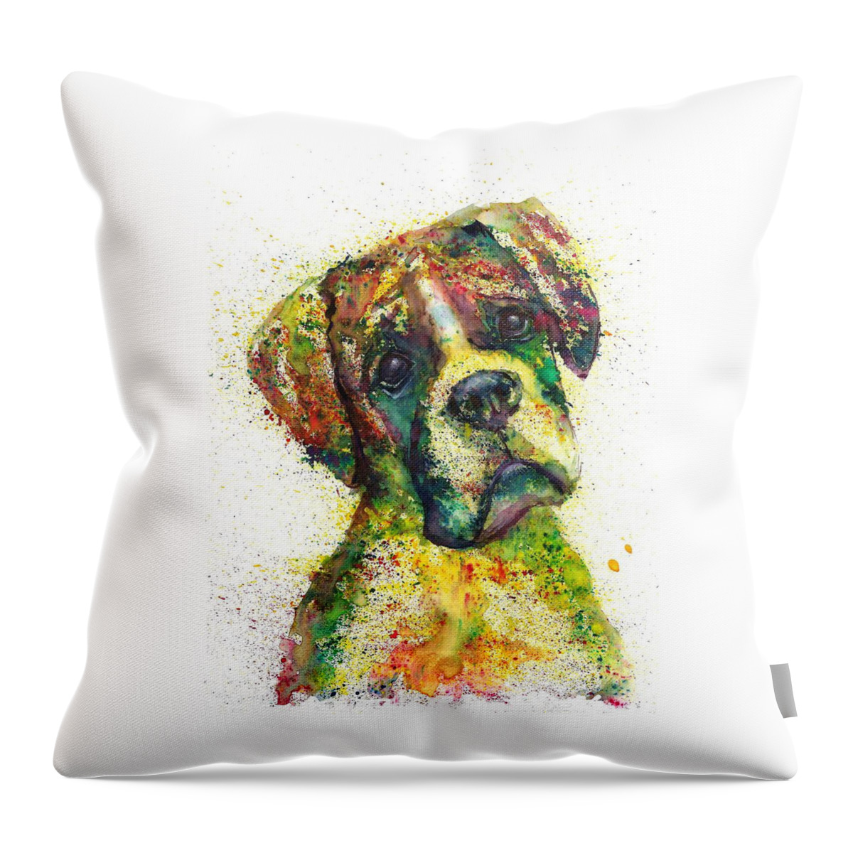 Dog Painting Throw Pillow featuring the painting Bulldog portrait Fantasy by Natalja Picugina