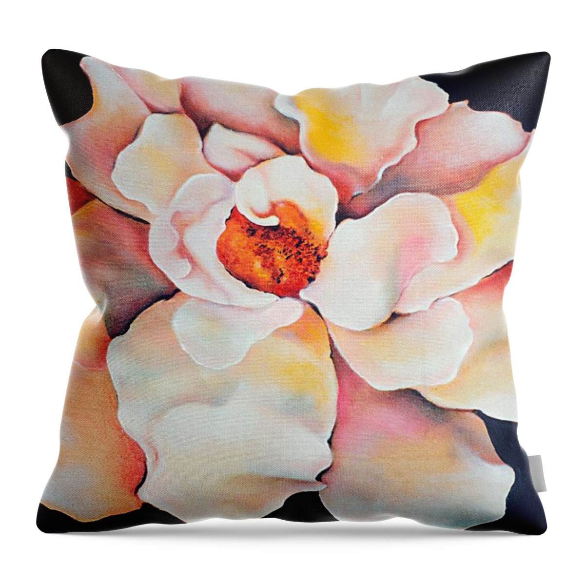 Large Floral Throw Pillow featuring the painting Butter Flower by Jordana Sands