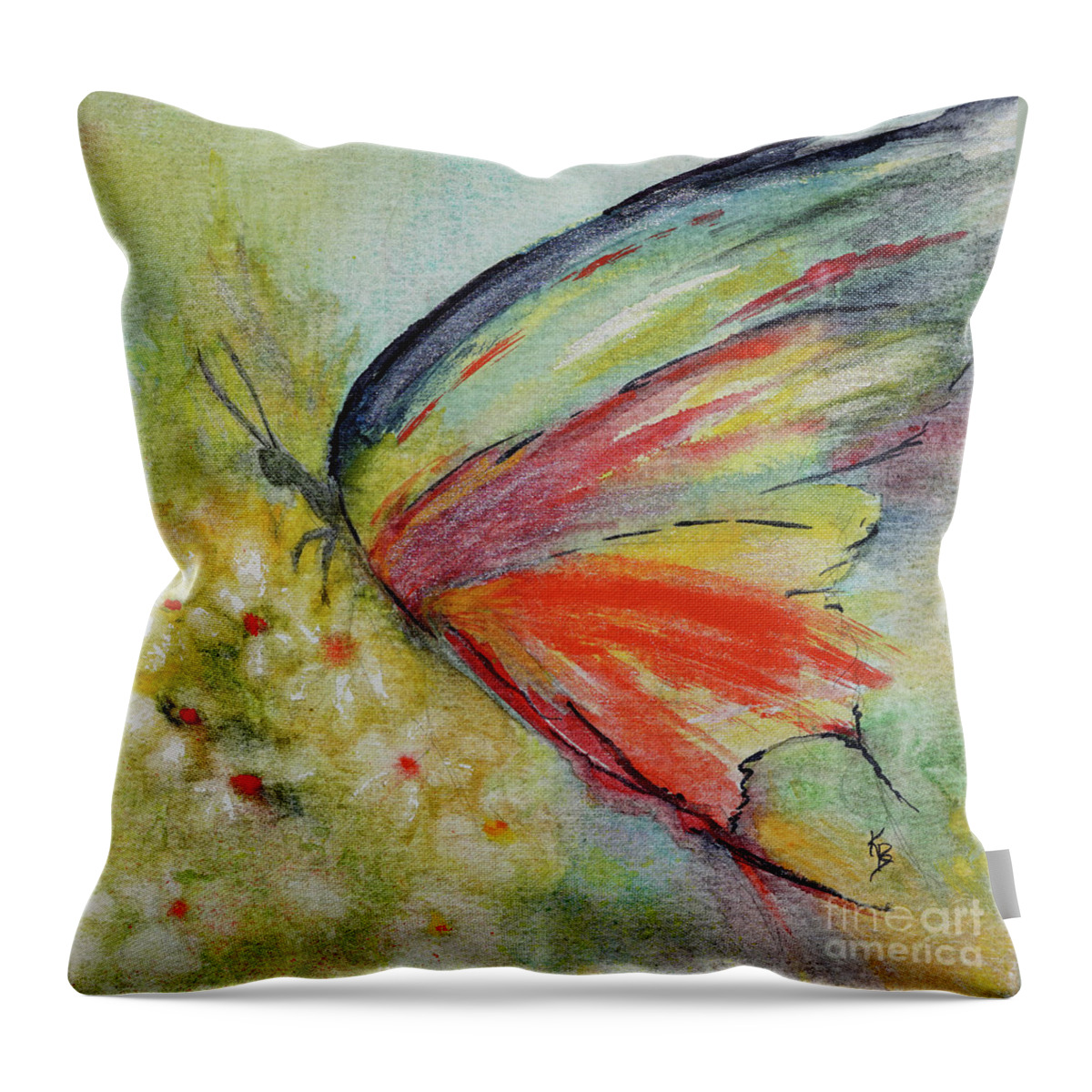 Butterfly Throw Pillow featuring the painting Butterfly 3 by Karen Fleschler
