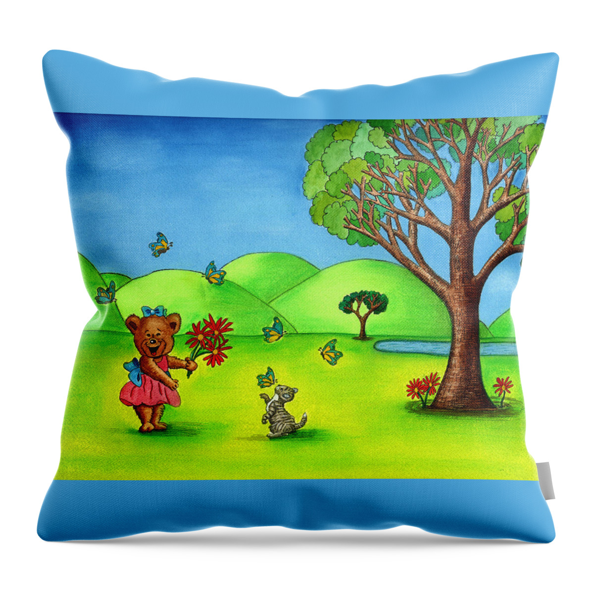 Butterflies Throw Pillow featuring the painting Butterfly Kisses by Christina Wedberg