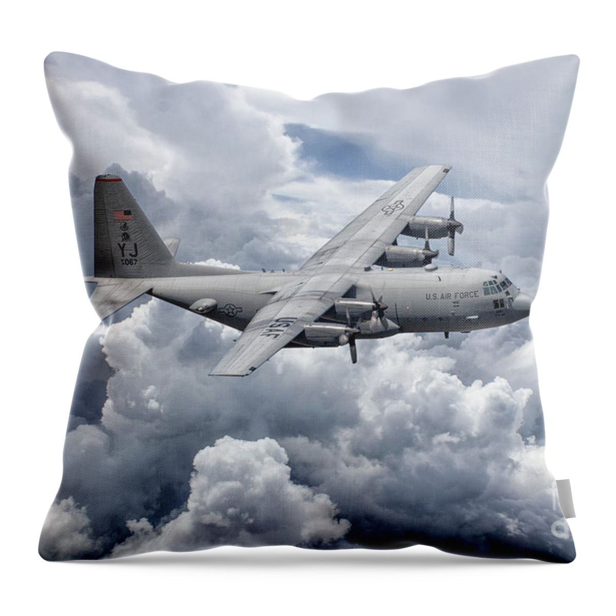 C130 Throw Pillow featuring the digital art C130 36th Airlift by Airpower Art