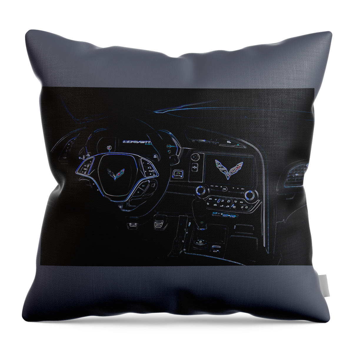 Corvette Throw Pillow featuring the digital art C7 Corvette Interior by Darrell Foster