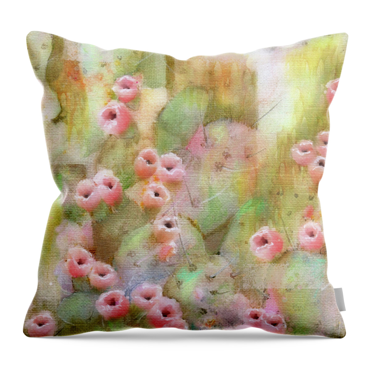Cactus Throw Pillow featuring the mixed media Cactus Rose by Sand And Chi