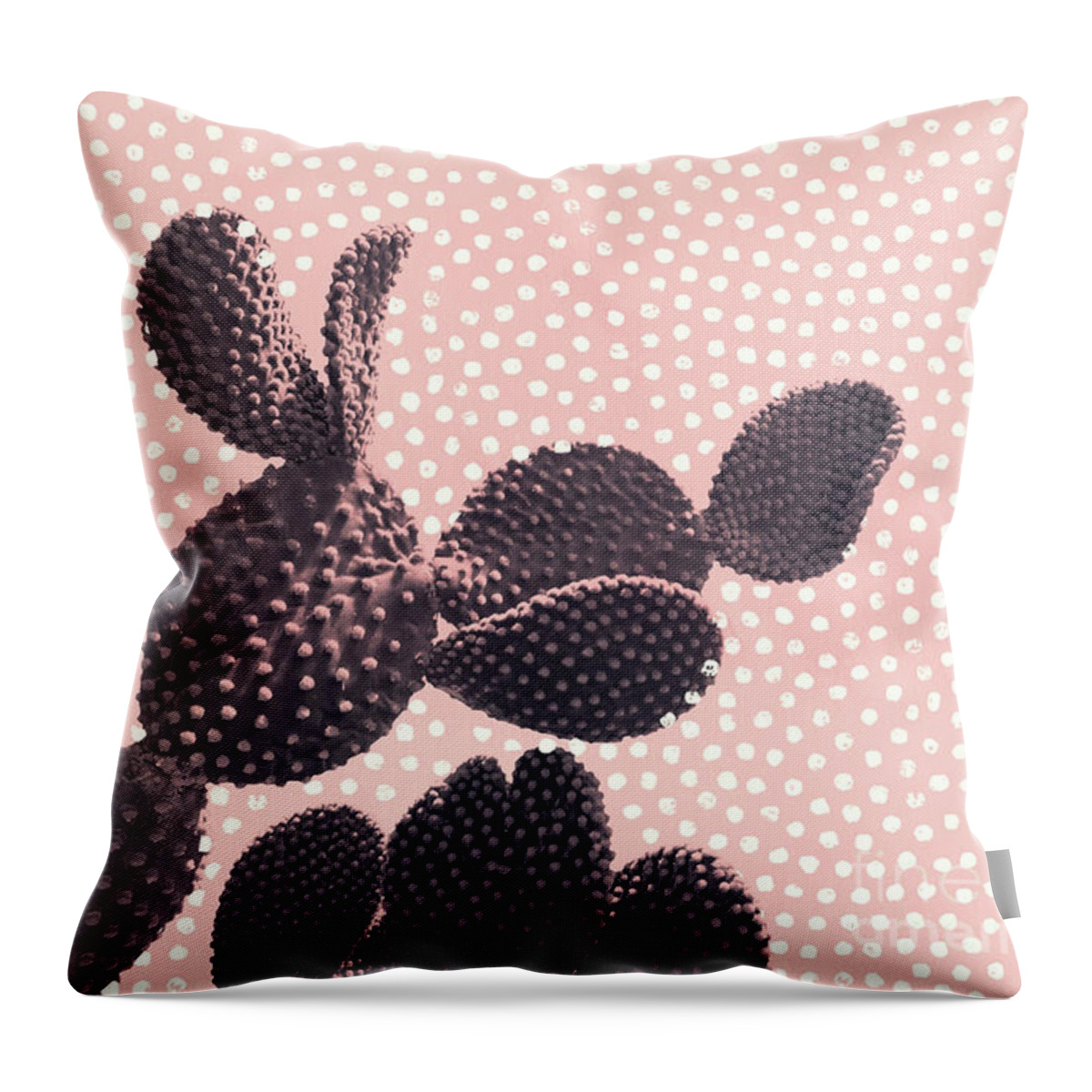 Cactus Throw Pillow featuring the mixed media Cactus with Polka Dots by Emanuela Carratoni