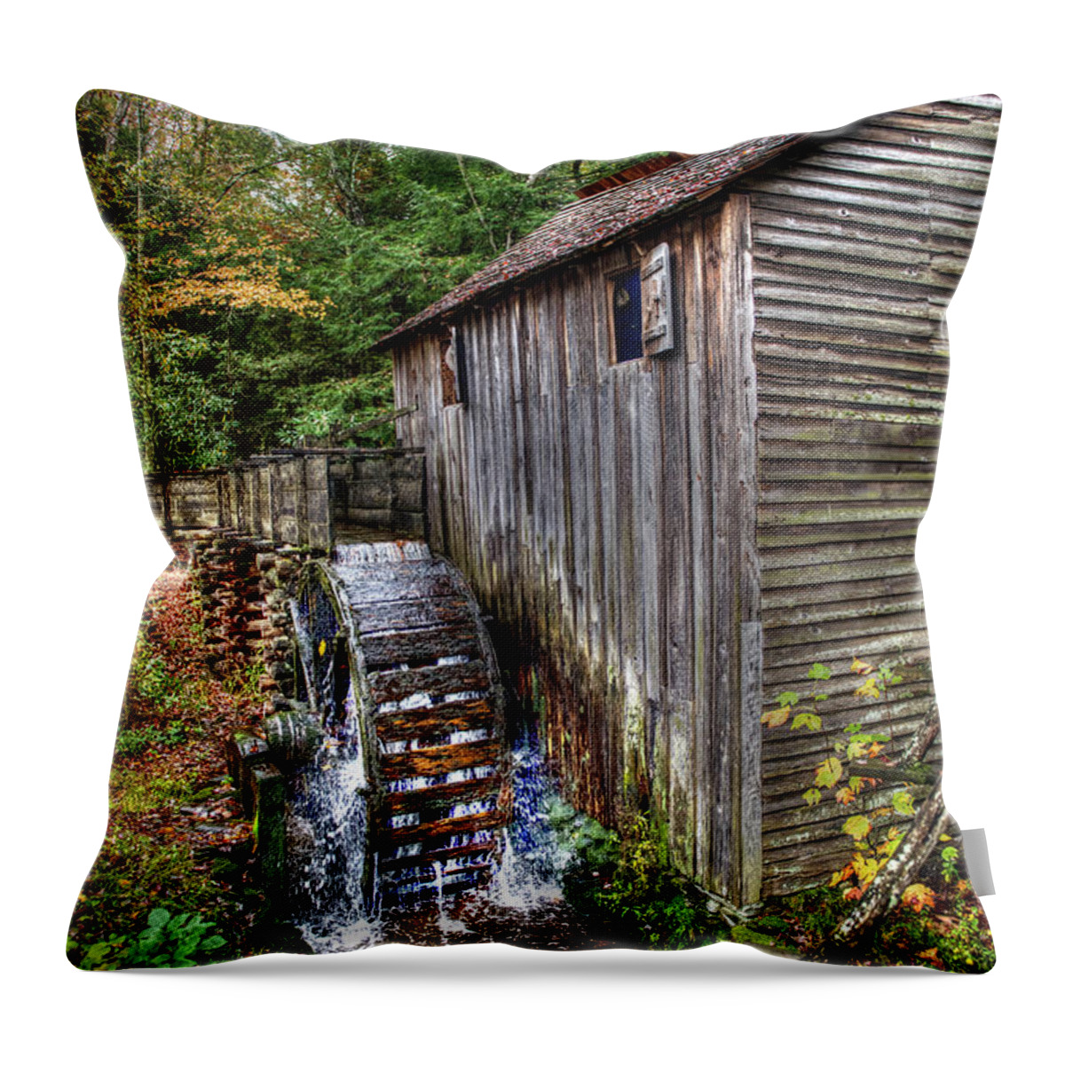 Mill Throw Pillow featuring the photograph Cades Cove Mill by Norman Reid