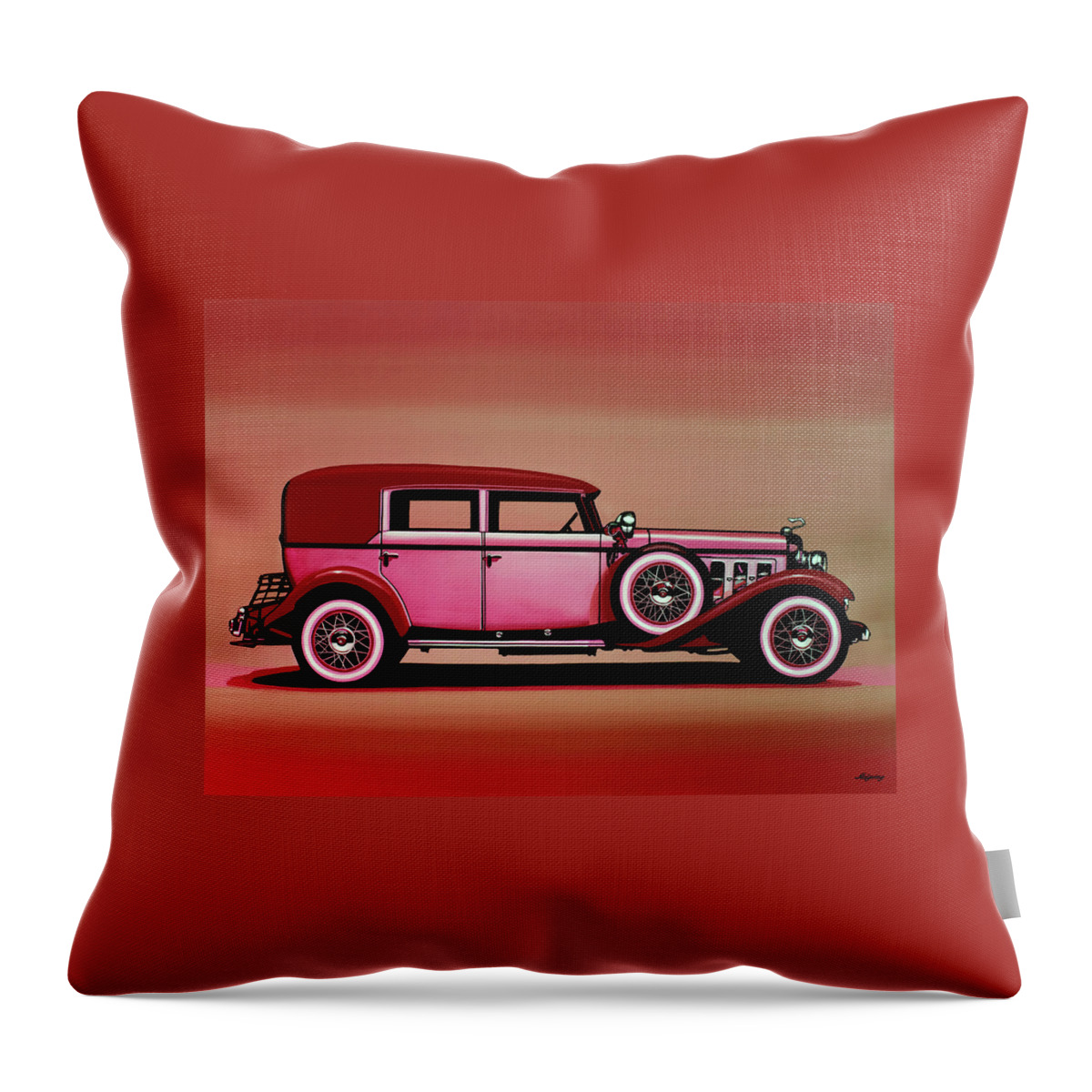 Cadillac V-16 Throw Pillow featuring the mixed media Cadillac V16 Mixed Media by Paul Meijering