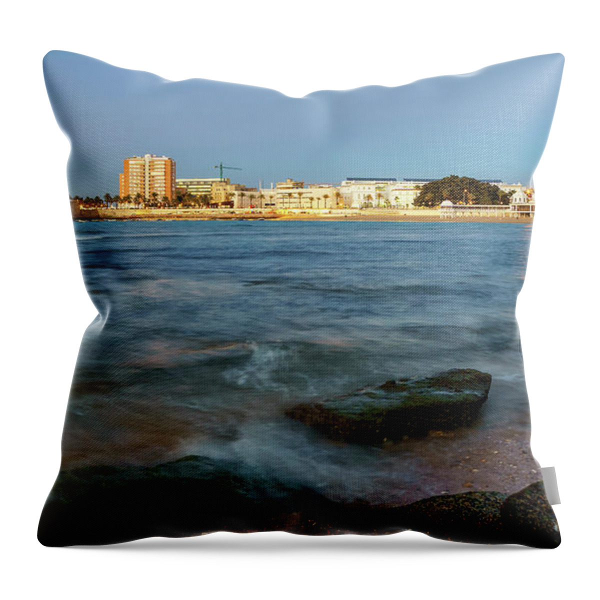 Coast Throw Pillow featuring the photograph Caleta Beach and Spa Cadiz Spain by Pablo Avanzini