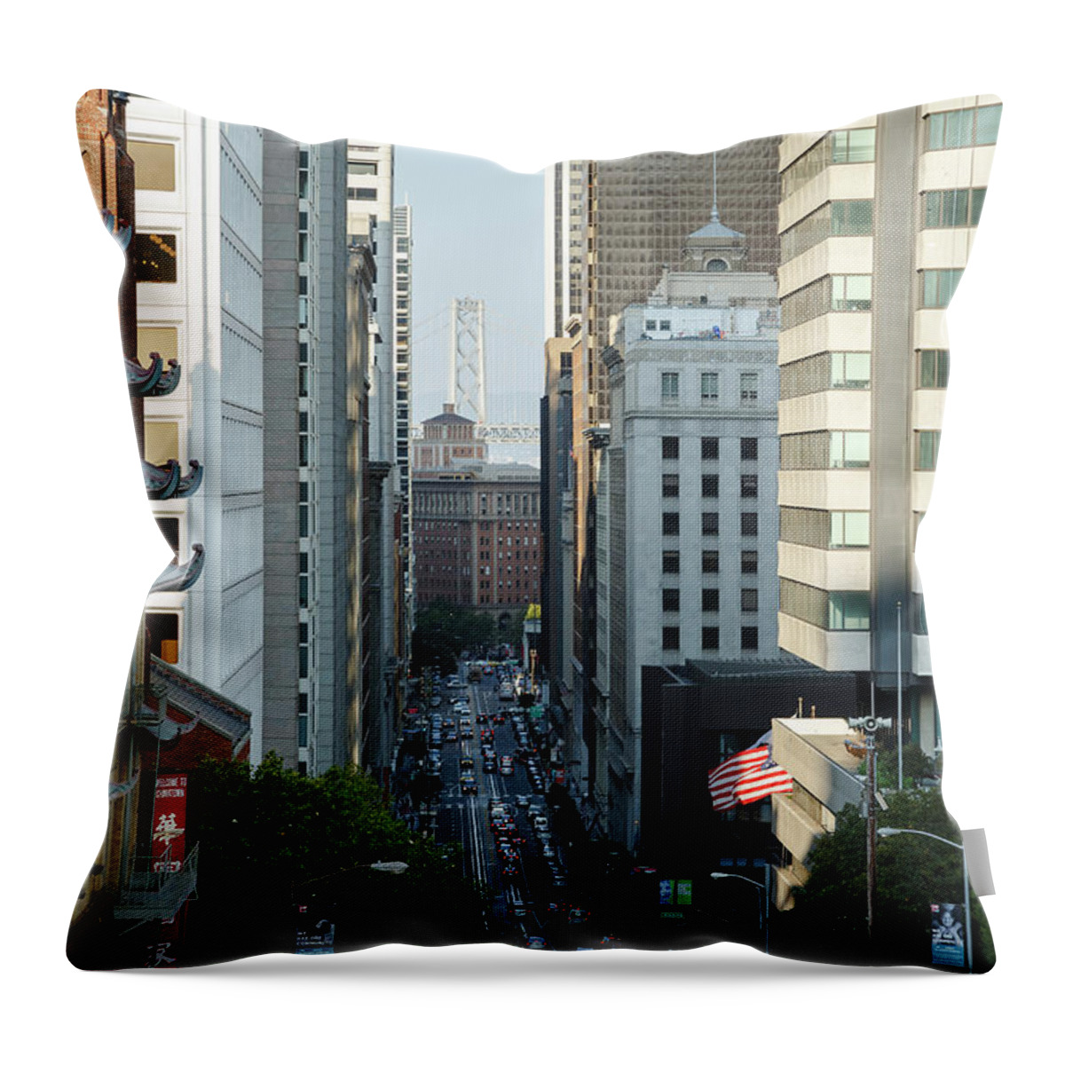  San Francisco California Street Throw Pillow featuring the photograph California Street San Francisco by Andy Myatt