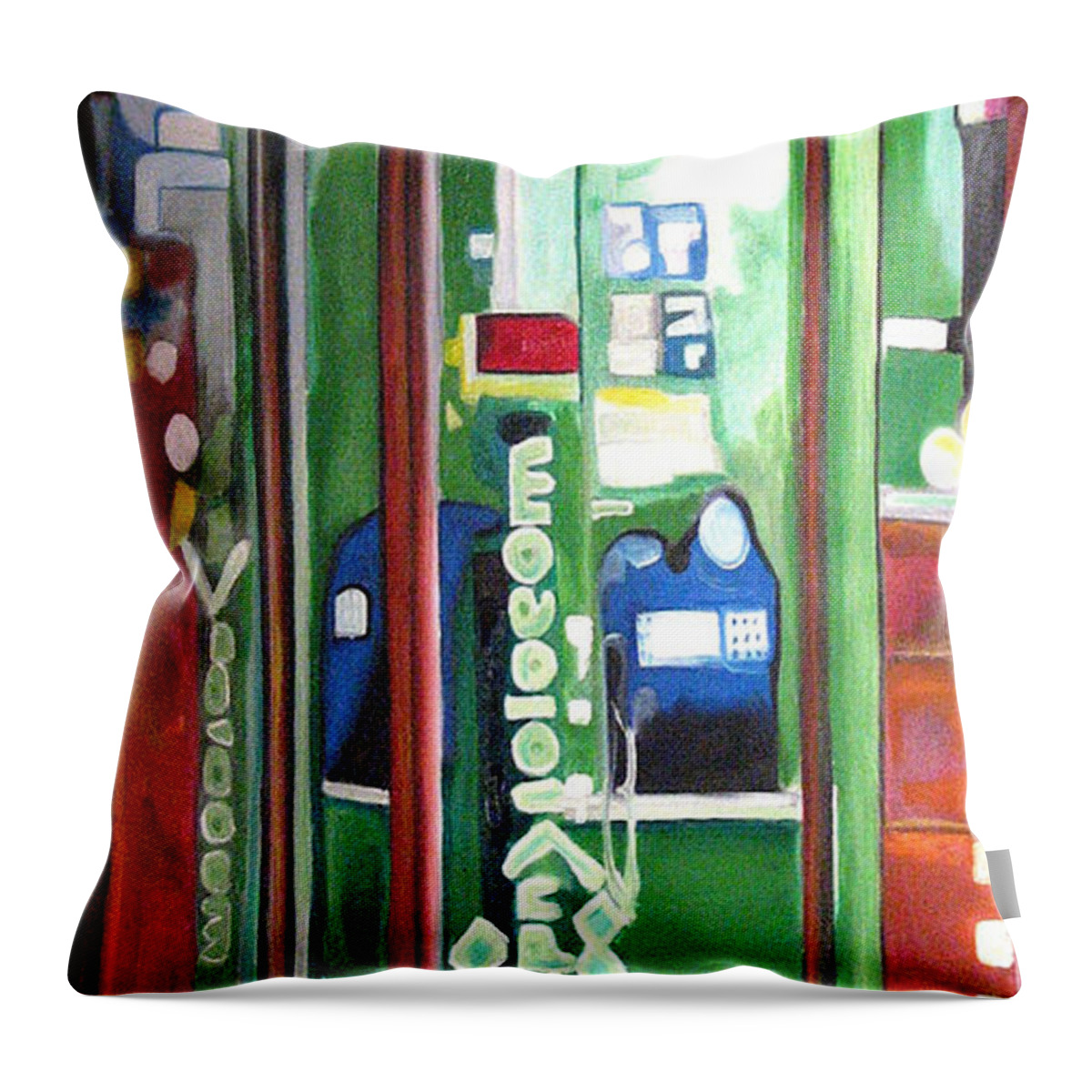 Abstract Throw Pillow featuring the painting Calling Dam by Patricia Arroyo
