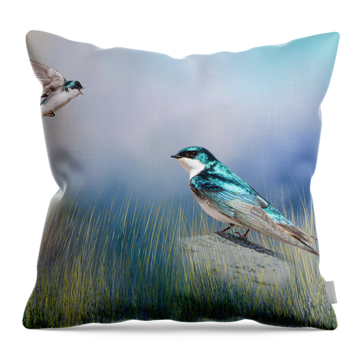 Songbird Throw Pillow featuring the photograph Calling His Mate by Cathy Kovarik