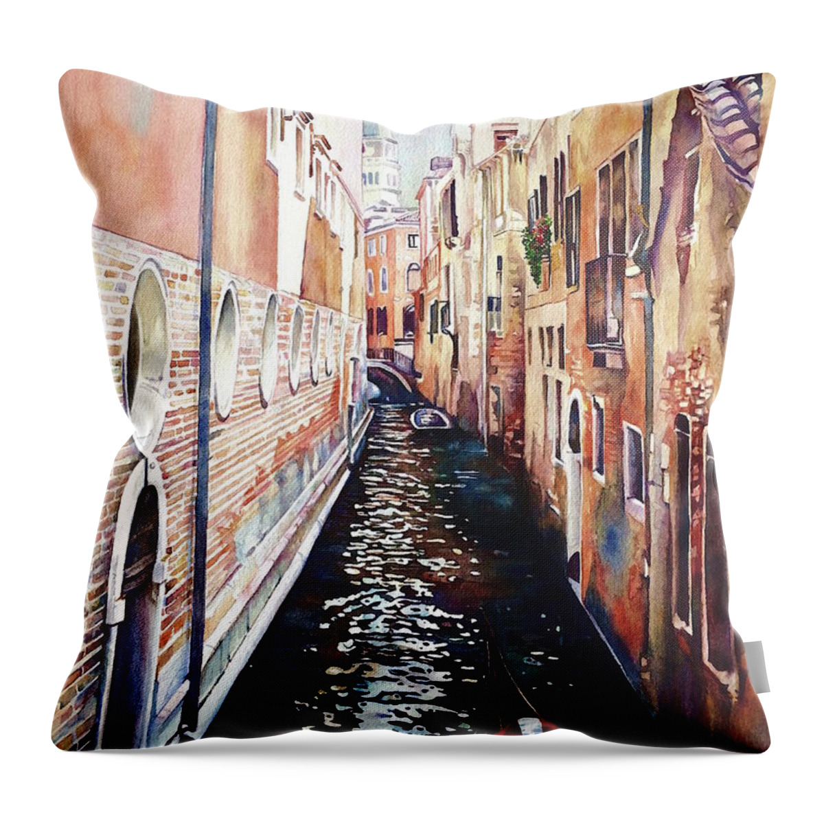 Canals Throw Pillow featuring the painting Canals of Venice by Francoise Chauray