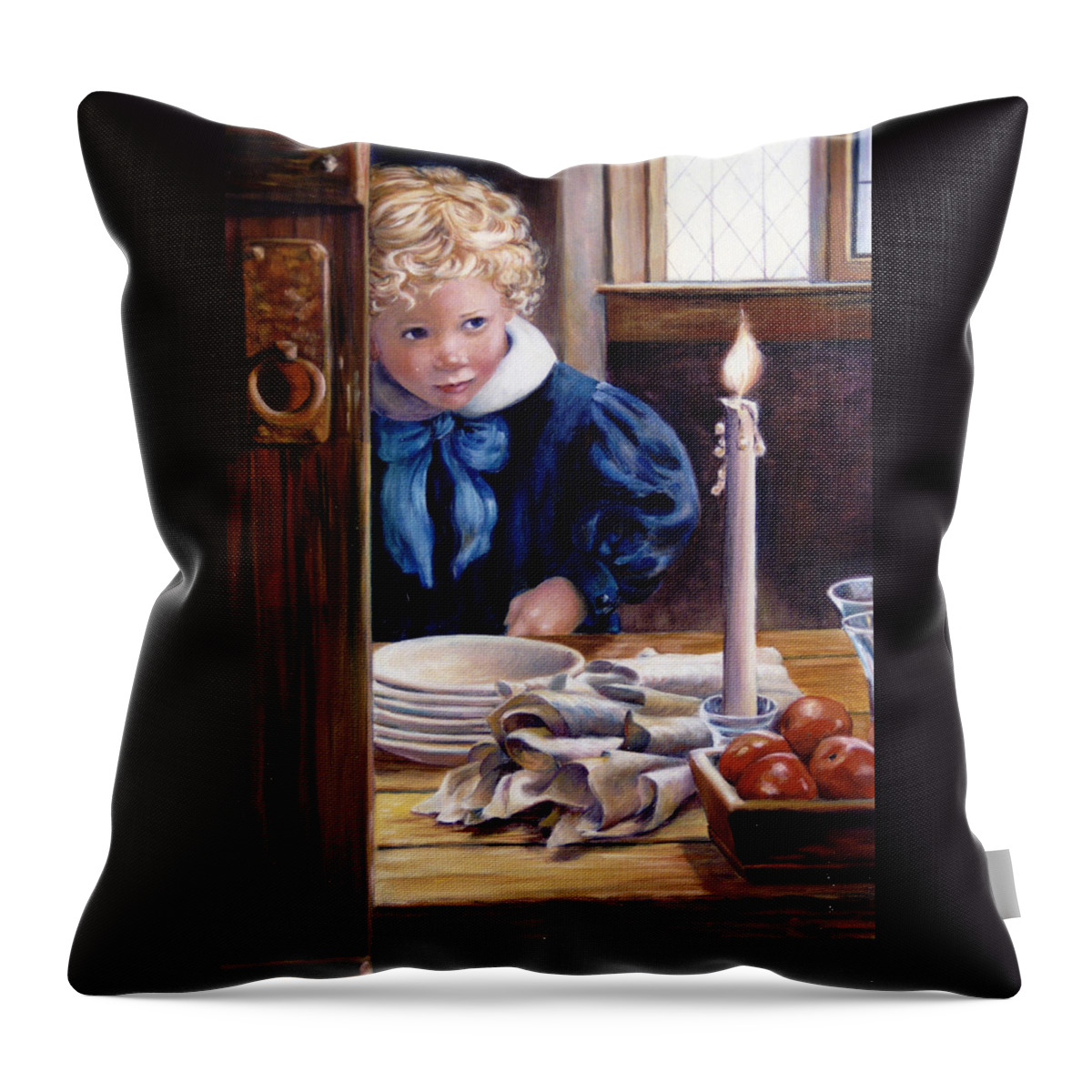Children Throw Pillow featuring the painting Candle by Marie Witte