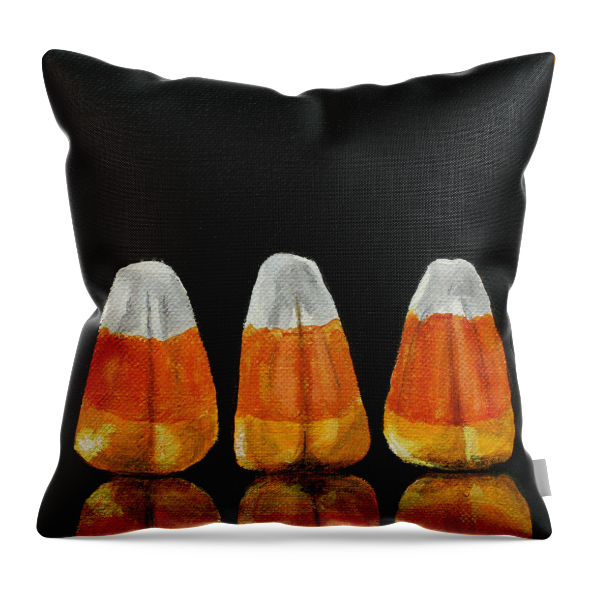Halloween Candy Throw Pillow featuring the painting Candy Corn by Donna Tucker