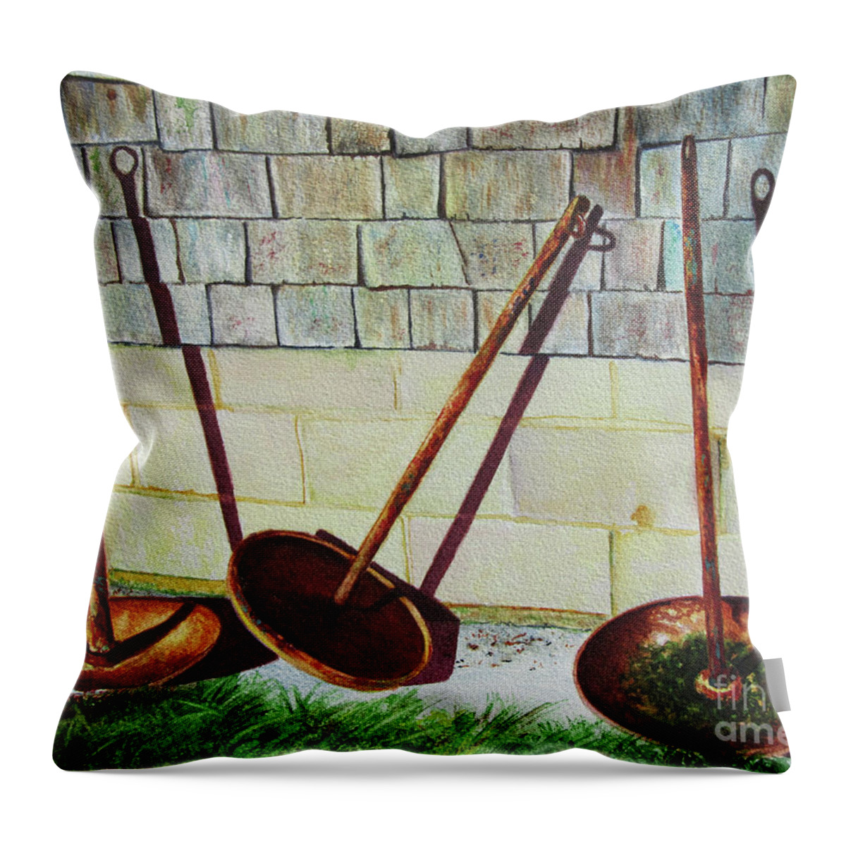 Buoy Throw Pillow featuring the painting Cape Cod Buoy Anchors by Karen Fleschler