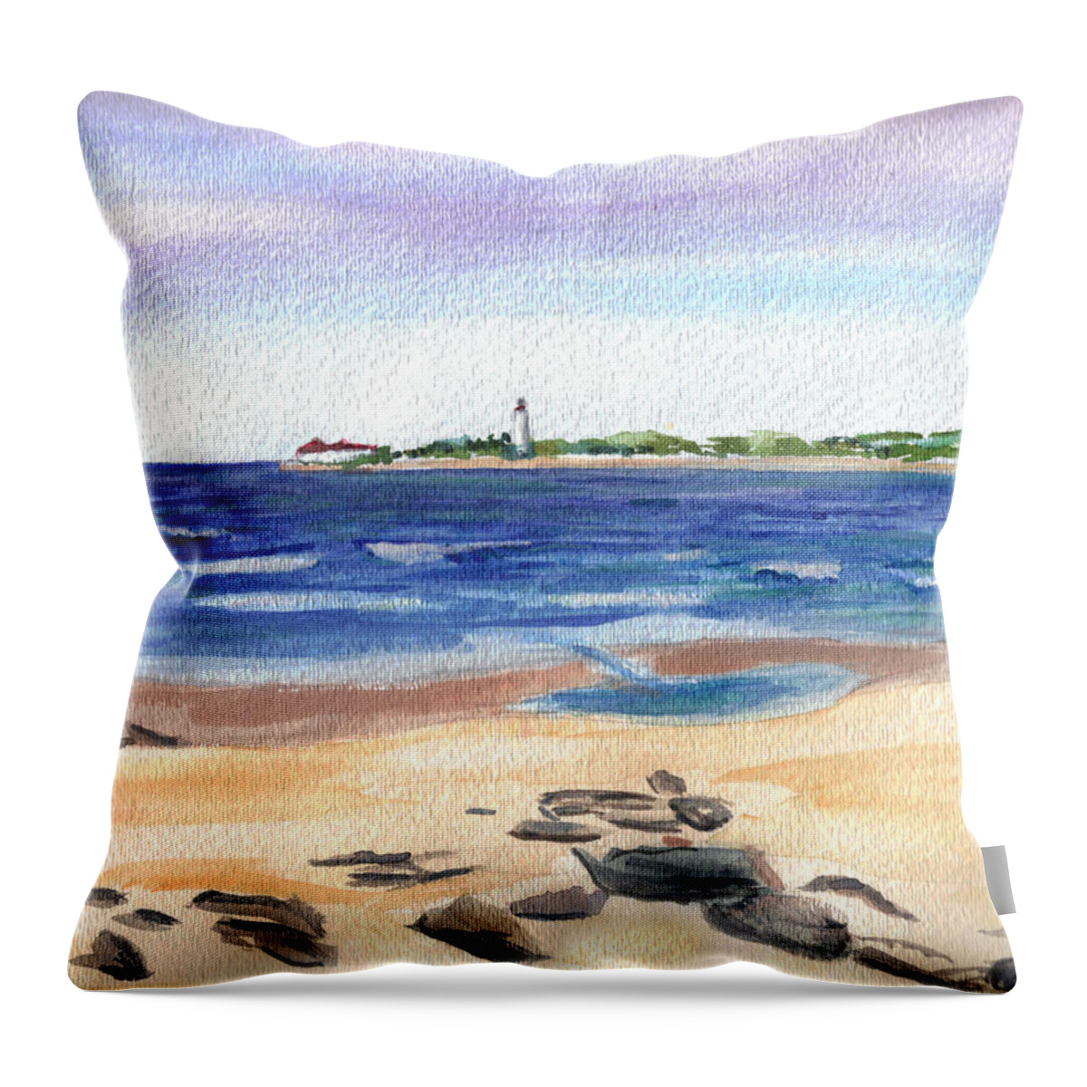 Cape May Throw Pillow featuring the painting Cape May Beach by Clara Sue Beym