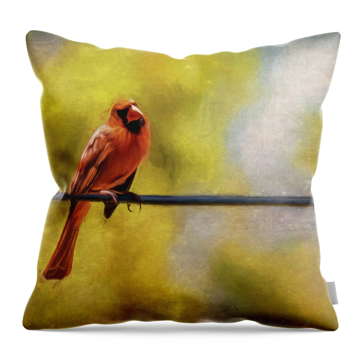 Cardinal Throw Pillow featuring the photograph Cardinal by Cathy Kovarik