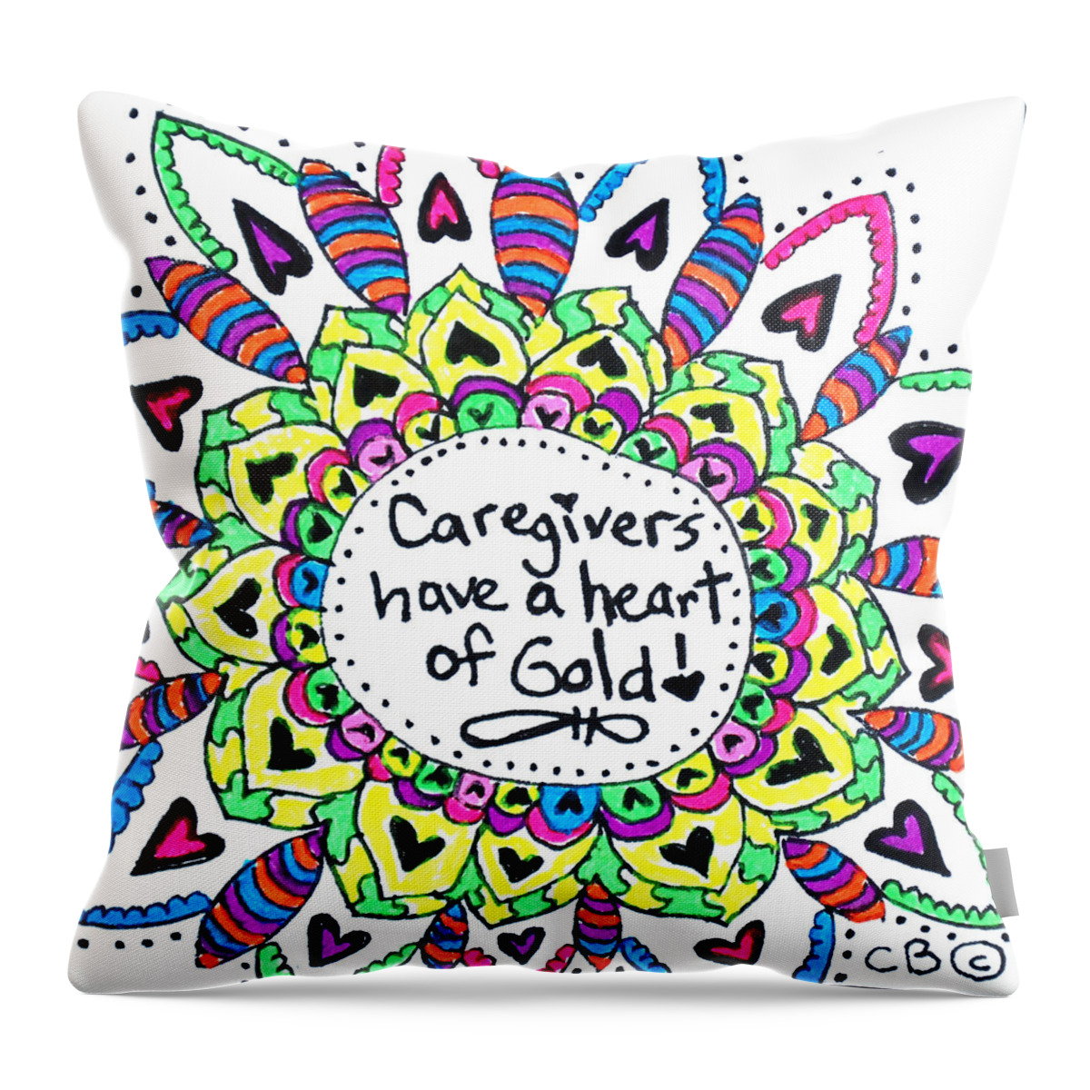 Caregiver Throw Pillow featuring the drawing Caregiver Flower by Carole Brecht