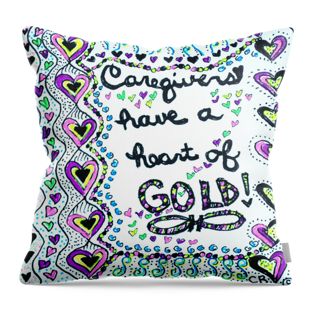 Caregiver Throw Pillow featuring the drawing Caregiver Joy by Carole Brecht