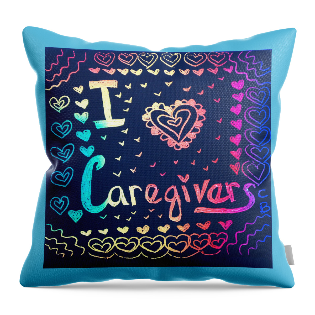 Caregiver Throw Pillow featuring the drawing Caregiver Rainbow by Carole Brecht