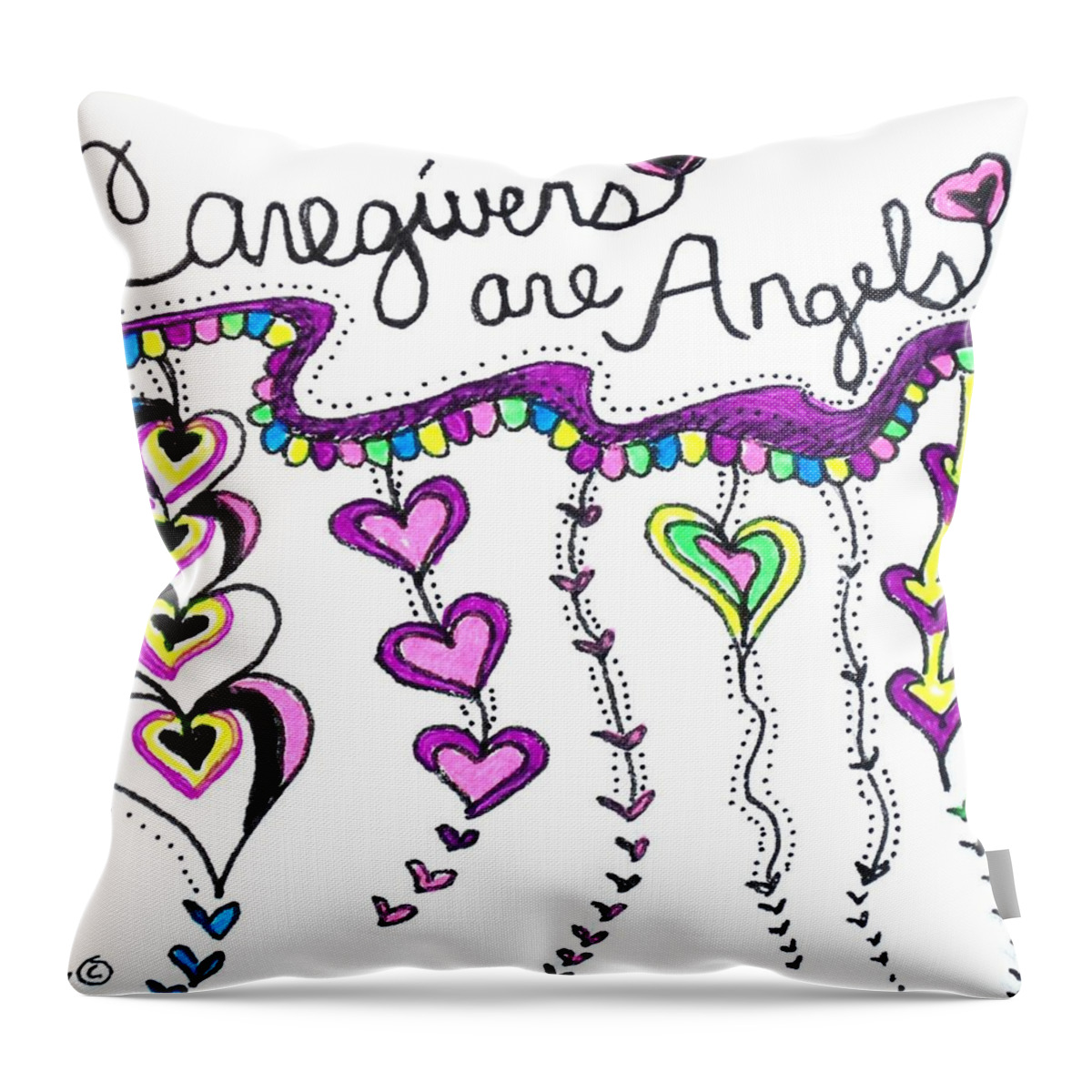 Caregiver Throw Pillow featuring the drawing Caregiver Chime by Carole Brecht
