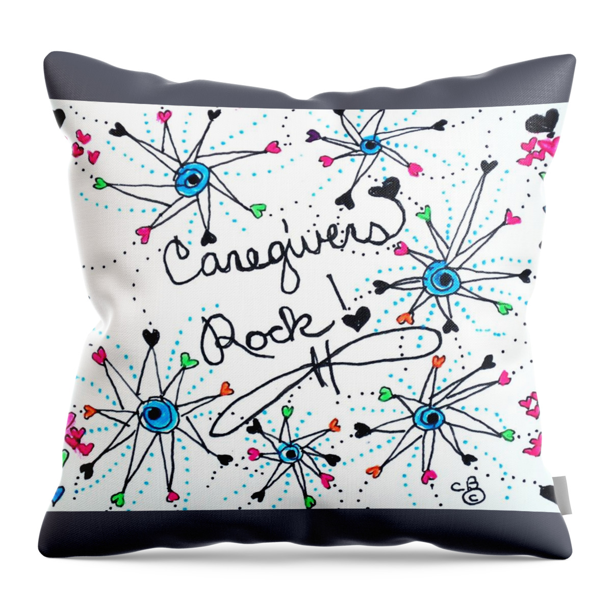 Caregiver Throw Pillow featuring the drawing Caregivers Rock by Carole Brecht