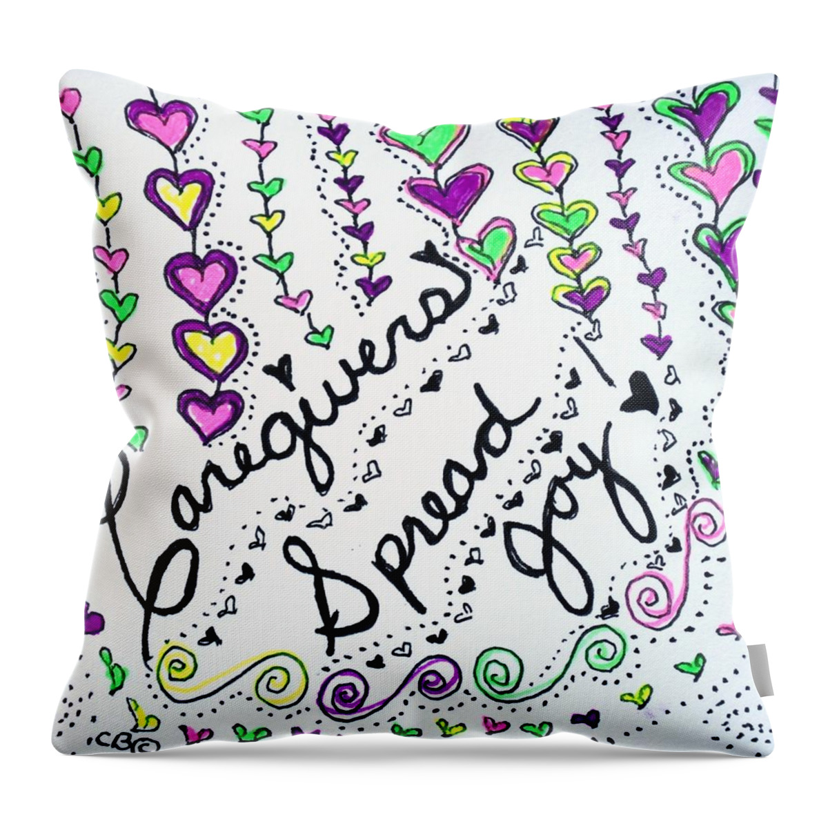 Caregiver Throw Pillow featuring the drawing Caregivers Spread Joy by Carole Brecht