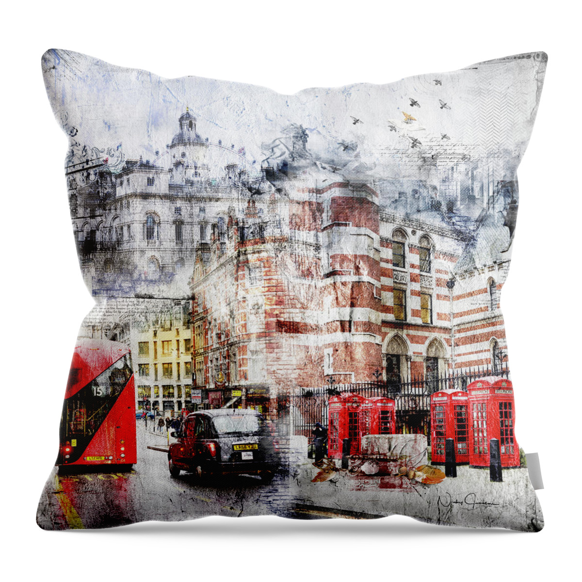 Londonart Throw Pillow featuring the digital art Carey Street by Nicky Jameson