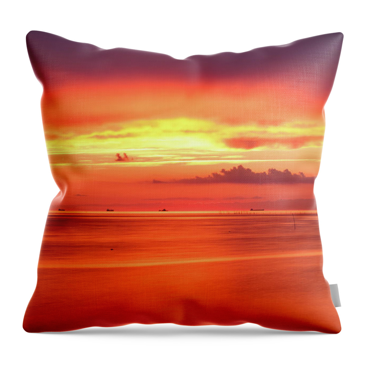Sunset Throw Pillow featuring the photograph Cargo Line by Nicole Lloyd