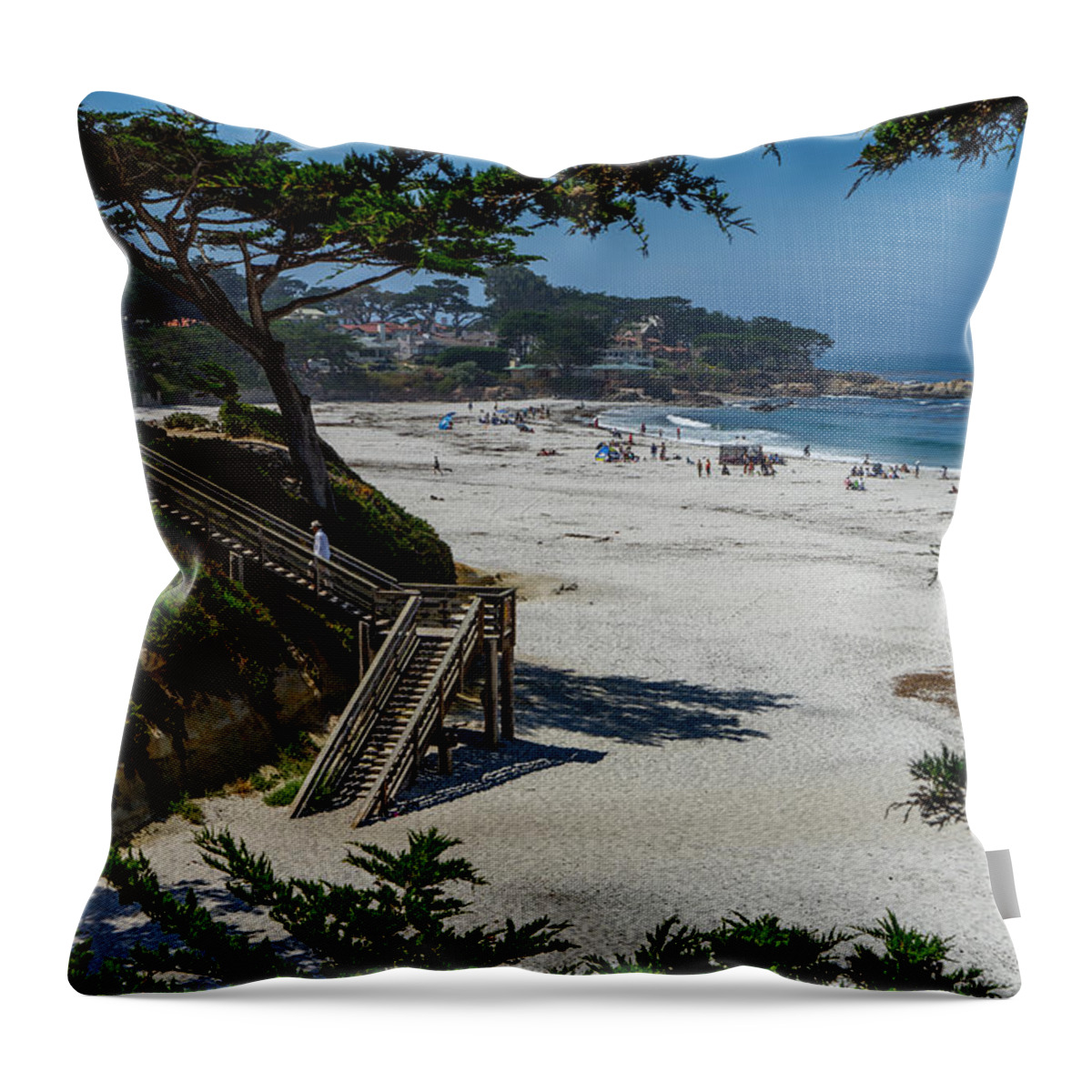 Carmel Throw Pillow featuring the photograph Carmel Beach Stairs by Derek Dean