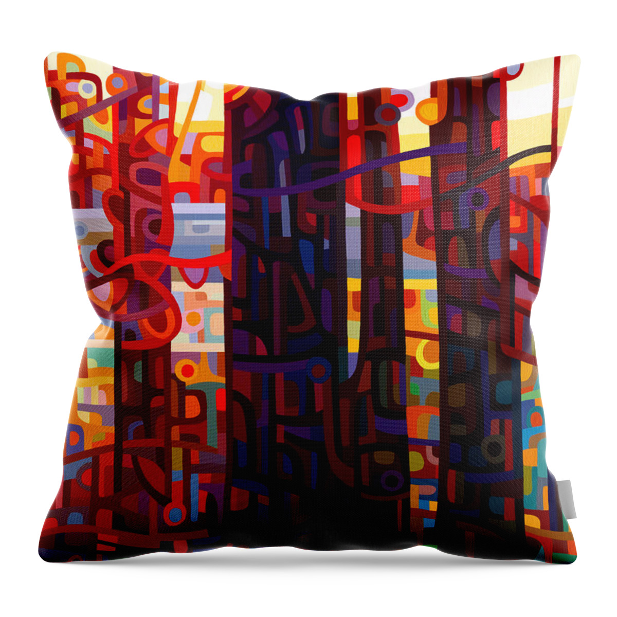 Autumn Throw Pillow featuring the painting Carnelian Morning by Mandy Budan