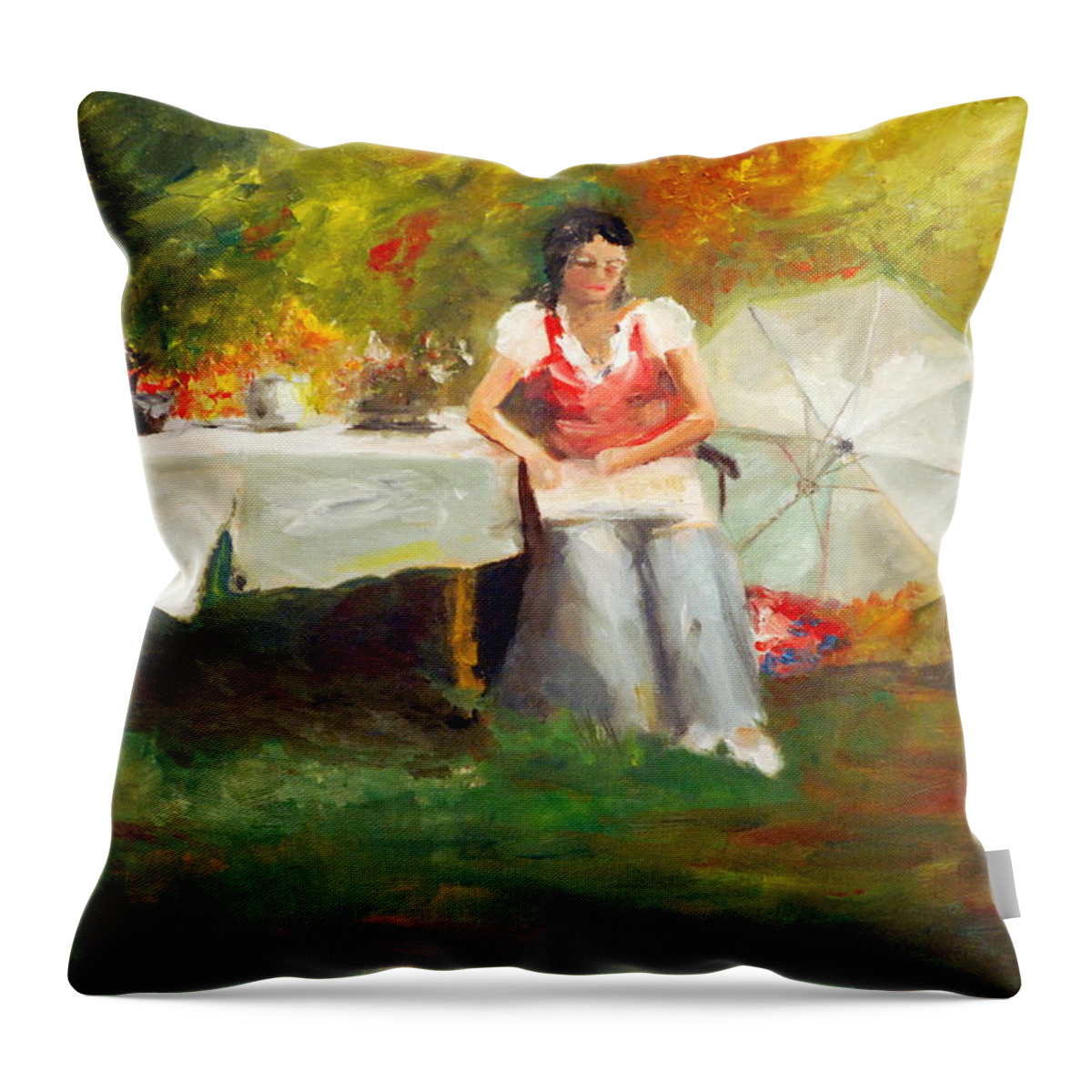 Carolina Tea Throw Pillow featuring the painting Carolina Tea by Phil Burton