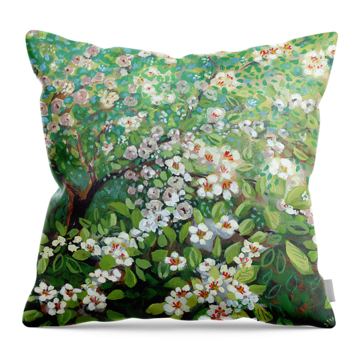 Landscape Throw Pillow featuring the painting Cascading by Jennifer Lommers
