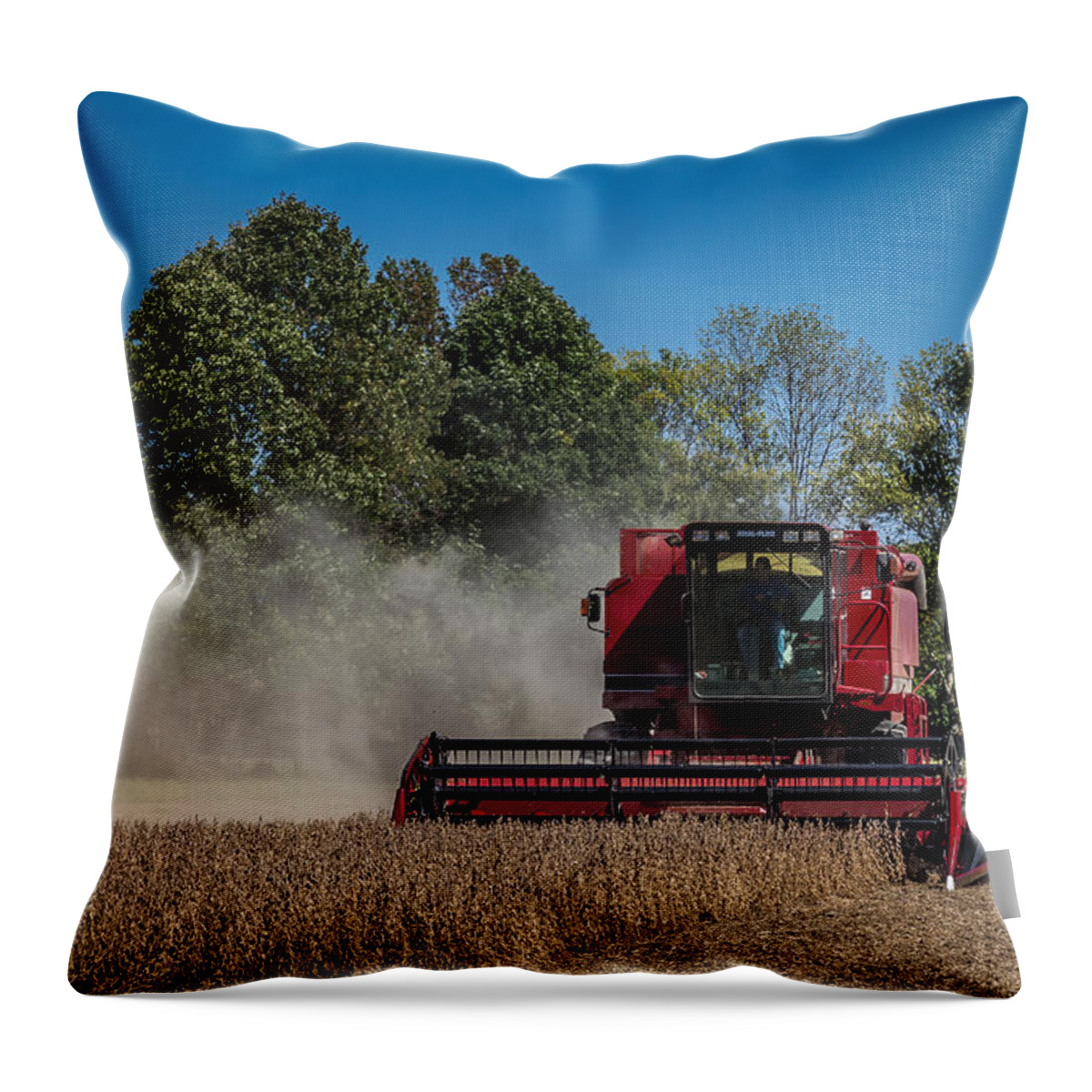 Axial Flow Throw Pillow featuring the photograph Case IH Bean Harvest by Ron Pate