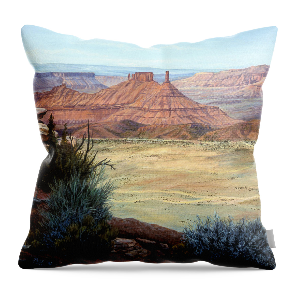 Landscape Throw Pillow featuring the painting Castle Rock IV by Page Holland