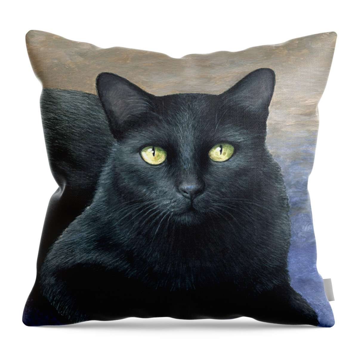 Cat Throw Pillow featuring the painting Cat 621 by Lucie Dumas