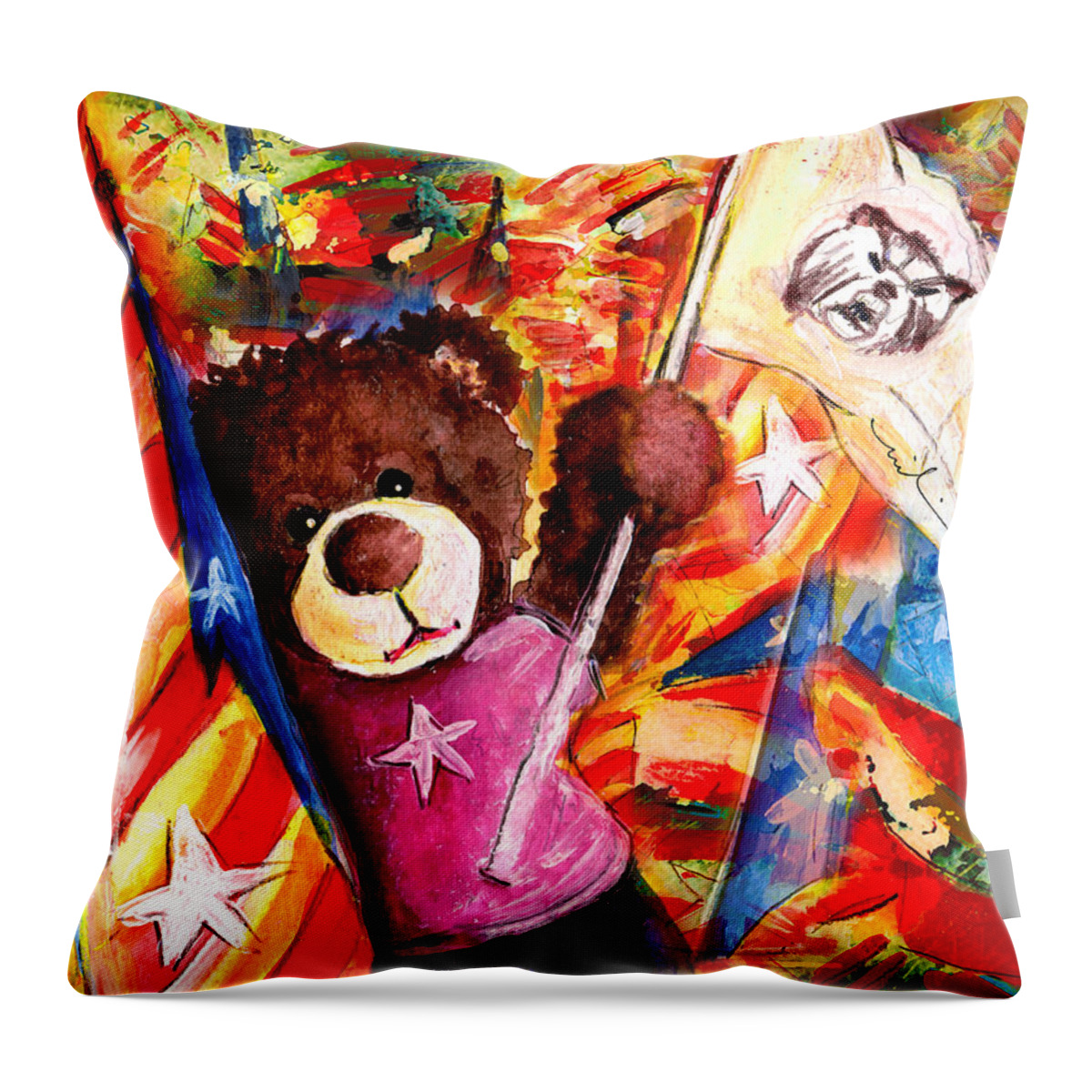 Animals Throw Pillow featuring the painting Catalonia Madness by Miki De Goodaboom