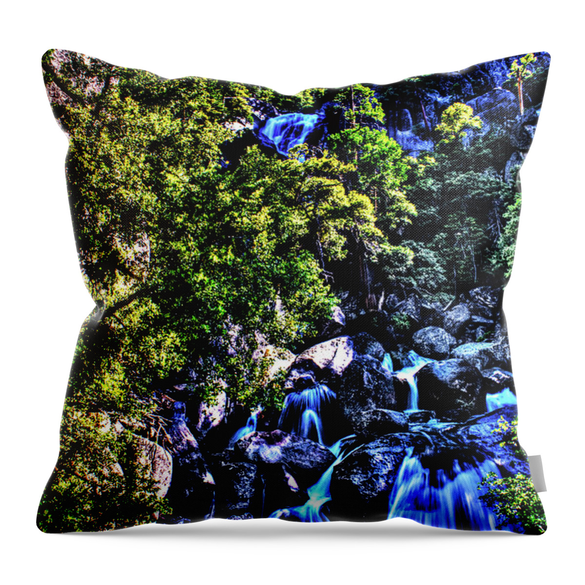 California Throw Pillow featuring the photograph Cathedral Creek Cascade on Tioga Pass Road by Roger Passman