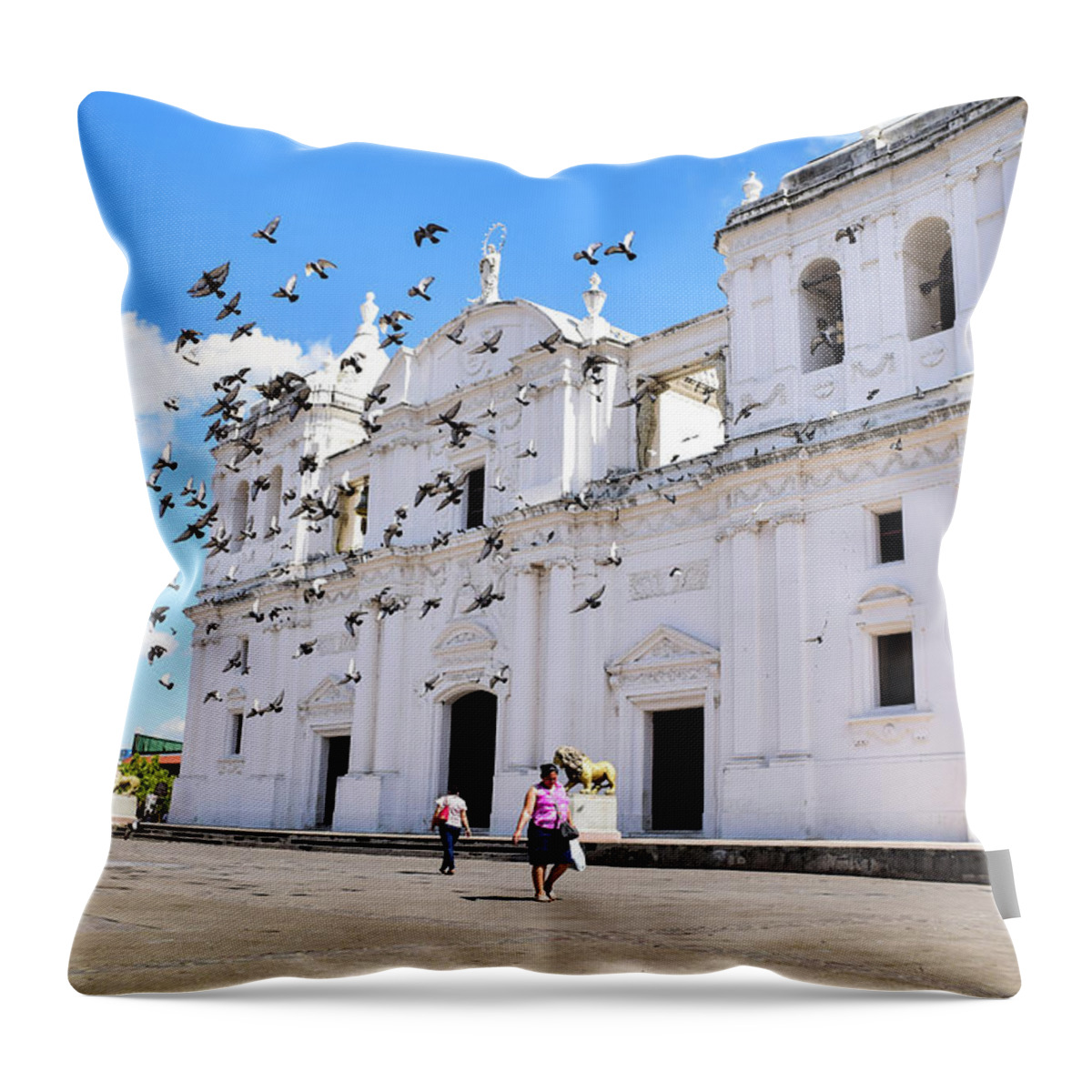 Cathedral Throw Pillow featuring the photograph Cathedral of Leon by Nicole Lloyd