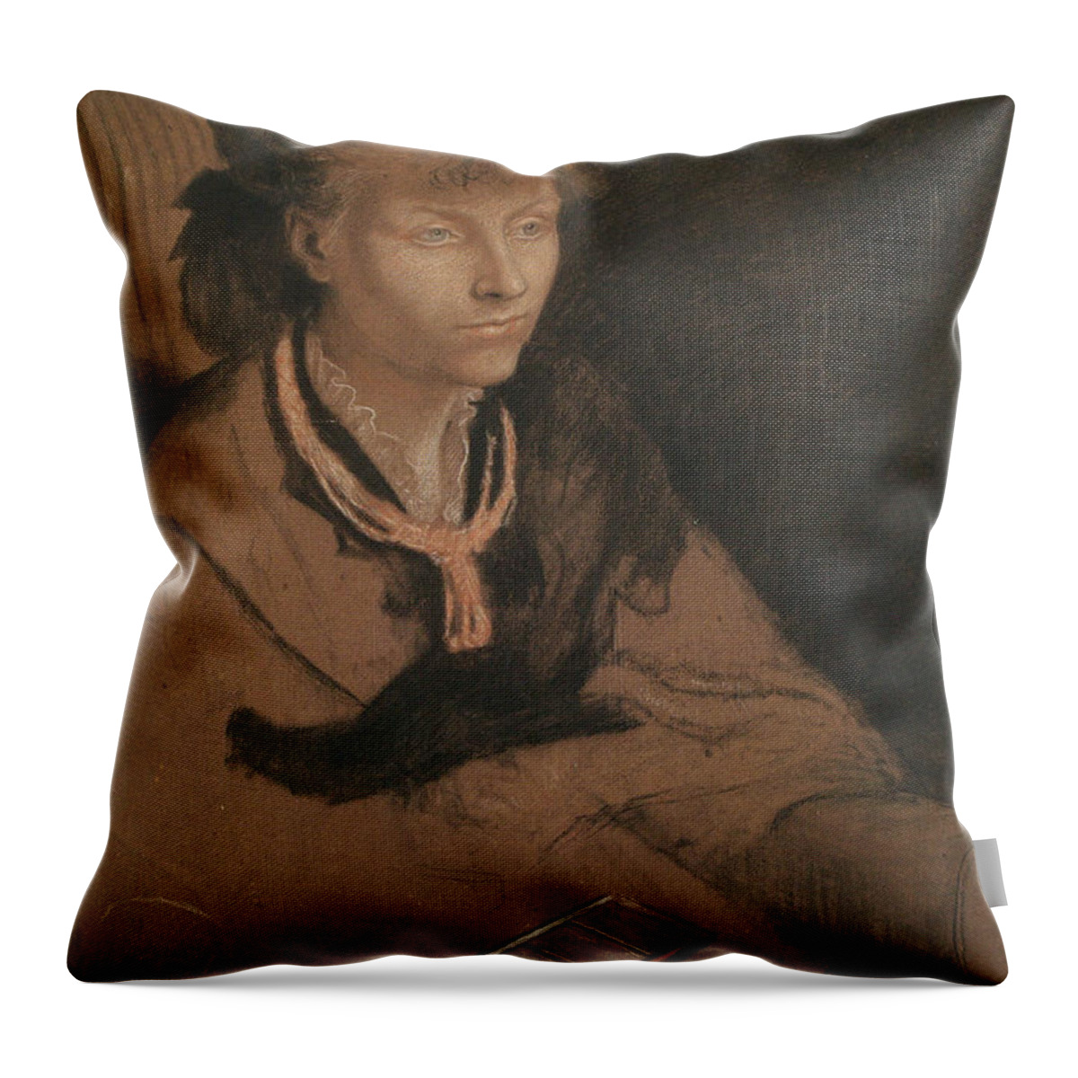 Ford Madox Brown Throw Pillow featuring the painting Catherine Madox Brown by MotionAge Designs