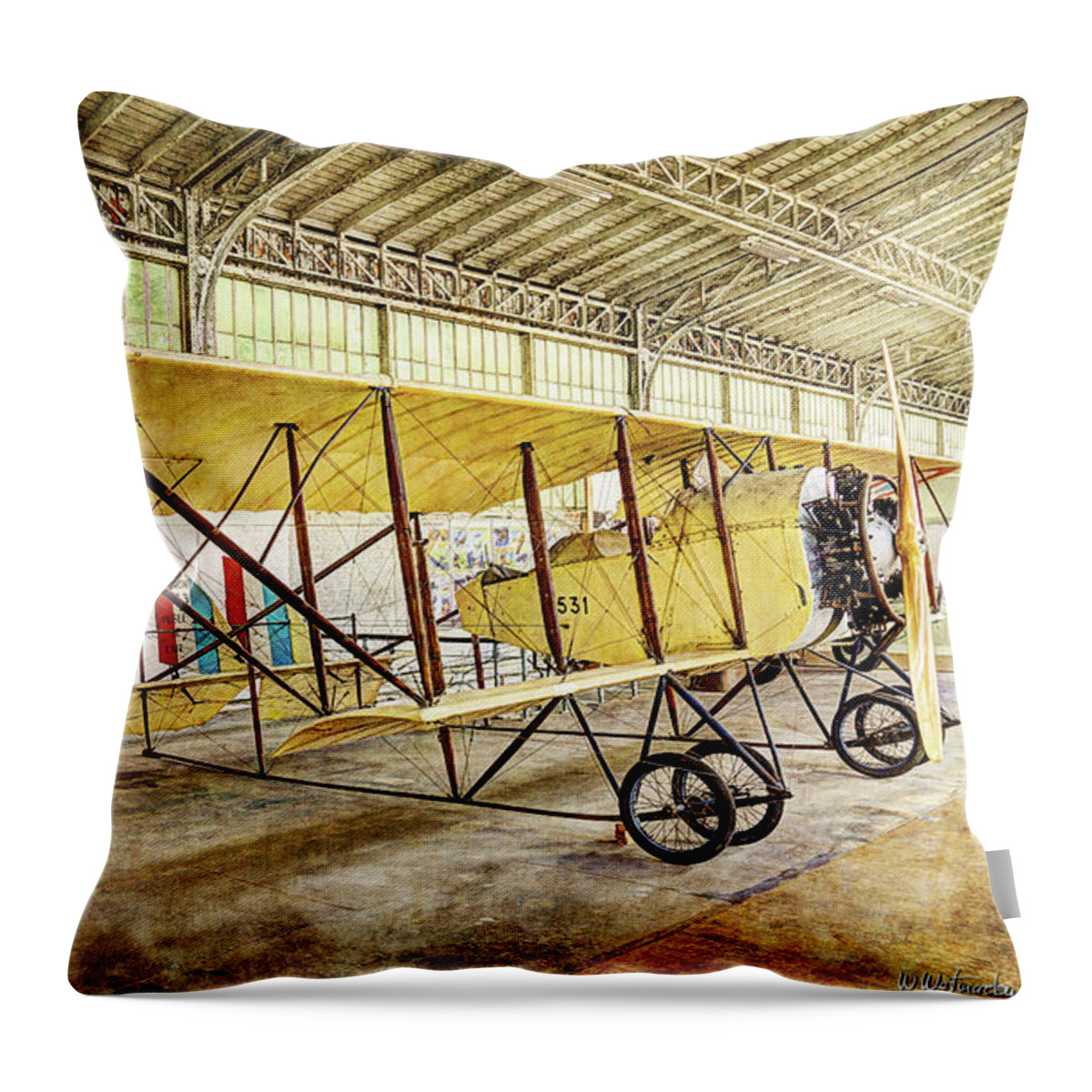 Caudron G3 Throw Pillow featuring the photograph Caudron G3 - Vintage by Weston Westmoreland