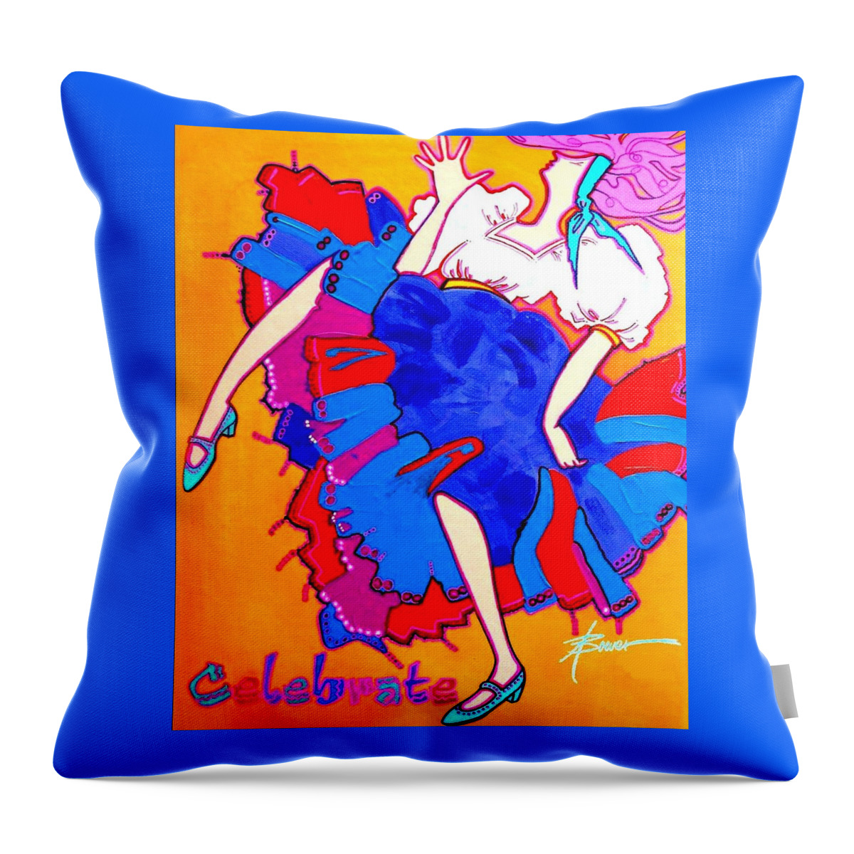 Celebration Throw Pillow featuring the painting Celebrate by Adele Bower