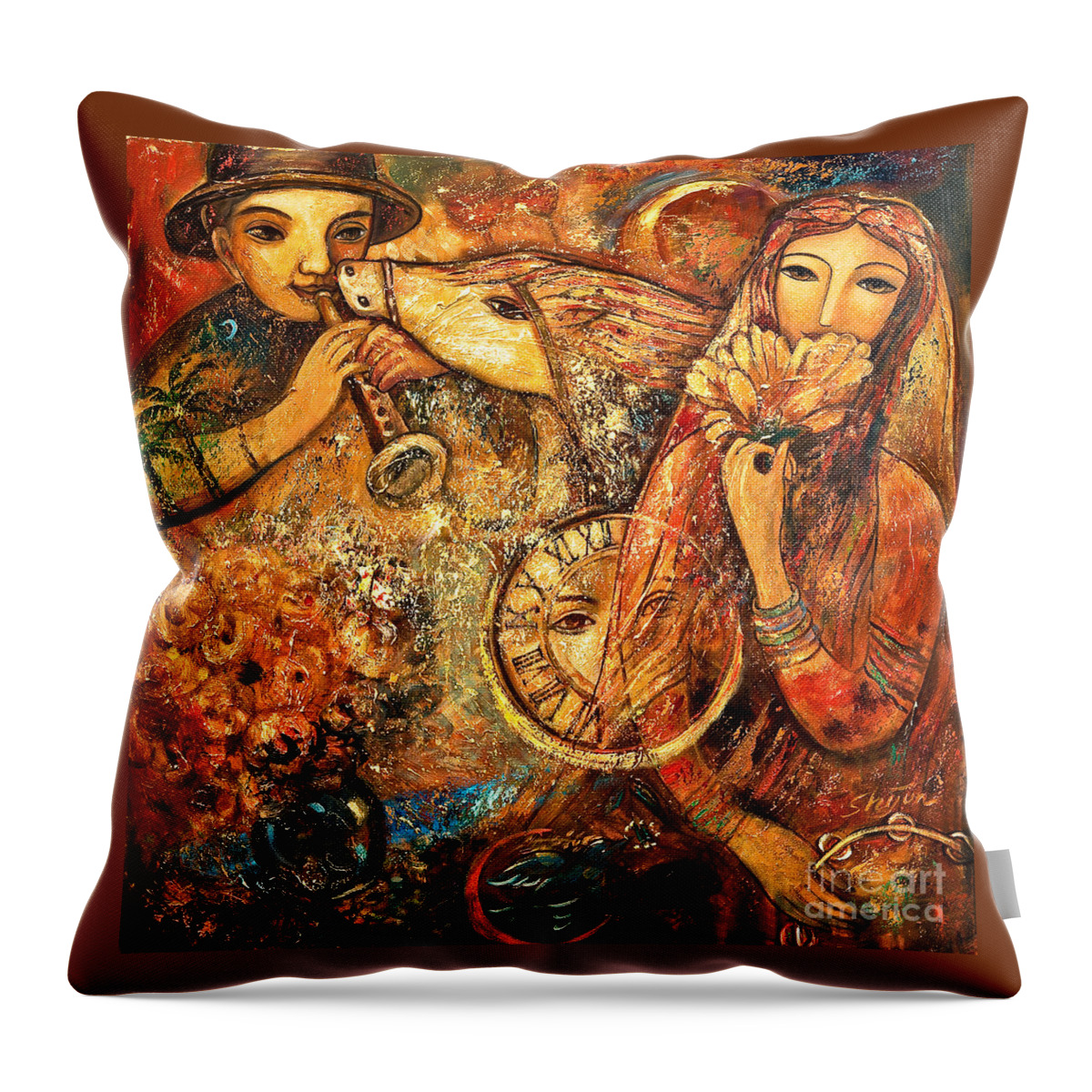 Celebration Throw Pillow featuring the painting Celebration VI by Shijun Munns