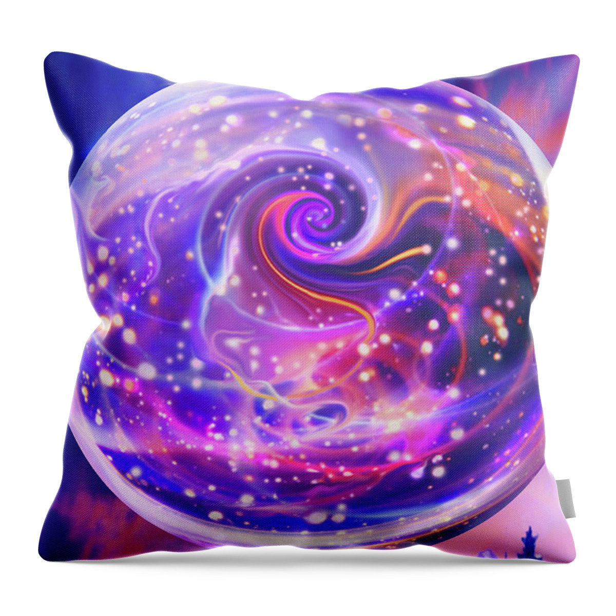 Celestial Throw Pillow featuring the digital art Celestial Snow Globe by Robin Moline