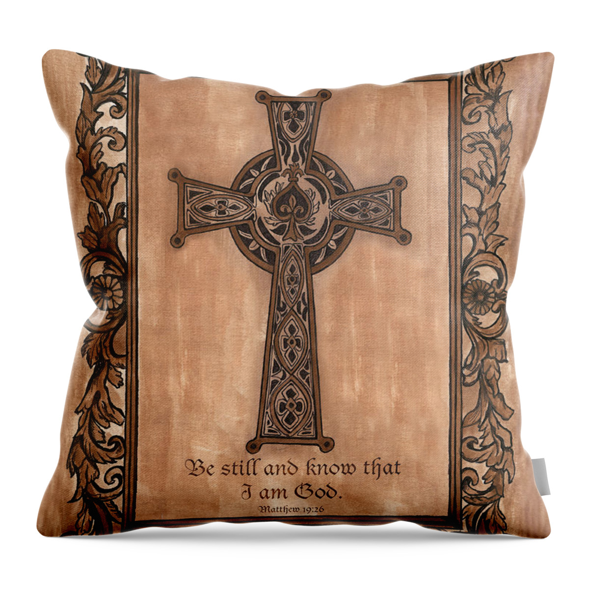 Cross Throw Pillow featuring the painting Celtic Cross by Debbie DeWitt