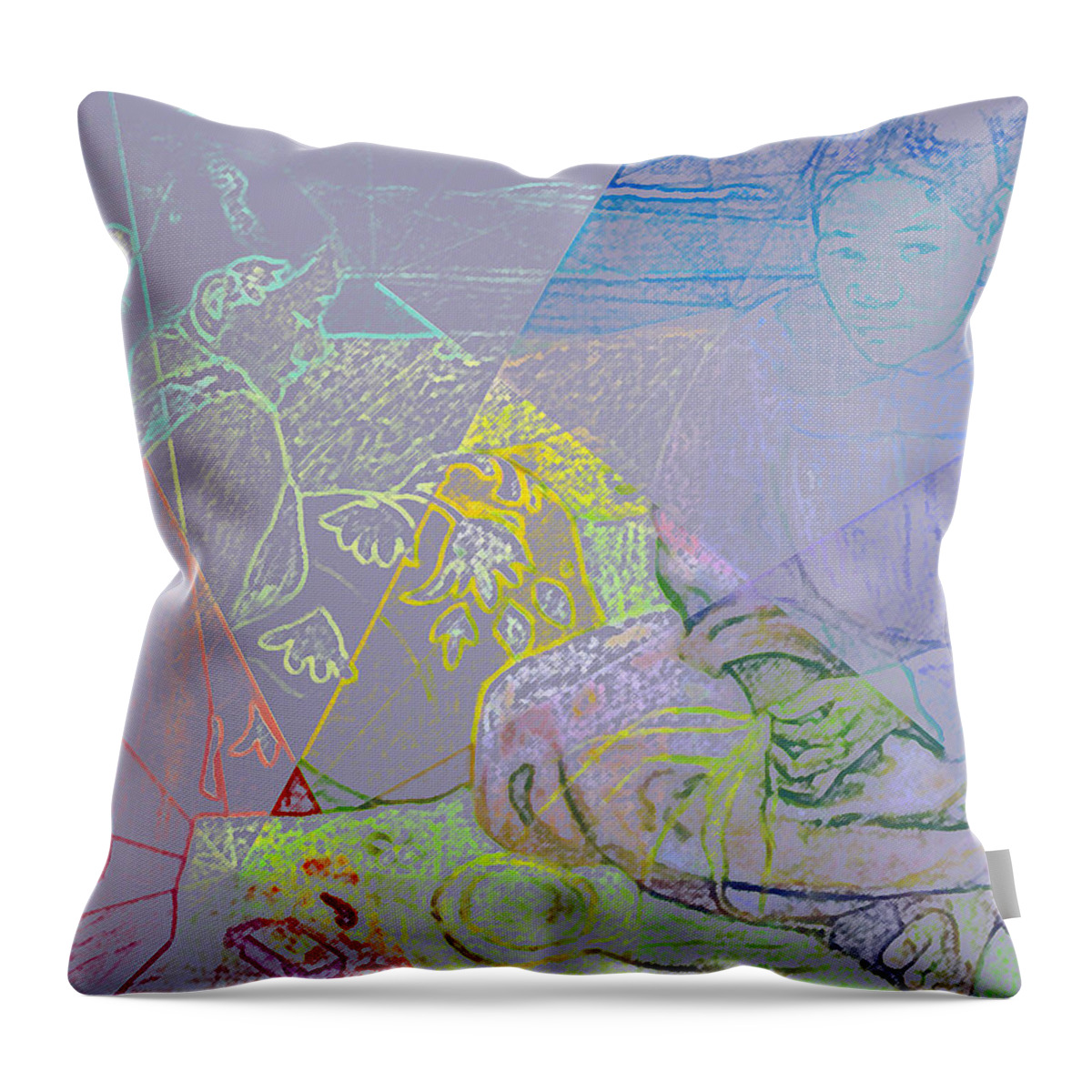 Paul Gauguin Throw Pillow featuring the digital art Chalkboard by David Bridburg