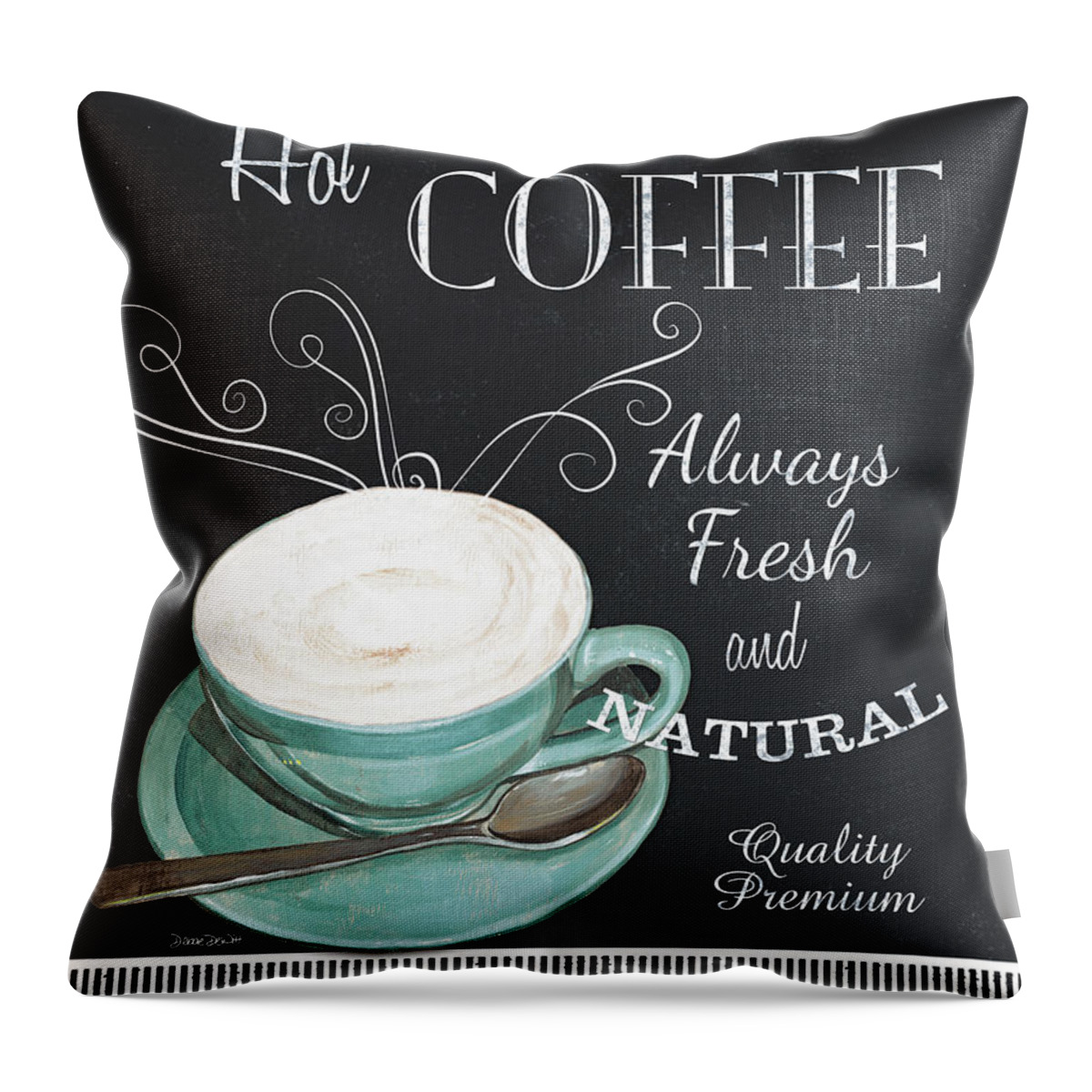 Coffee Throw Pillow featuring the painting Chalkboard Retro Coffee Shop 1 by Debbie DeWitt