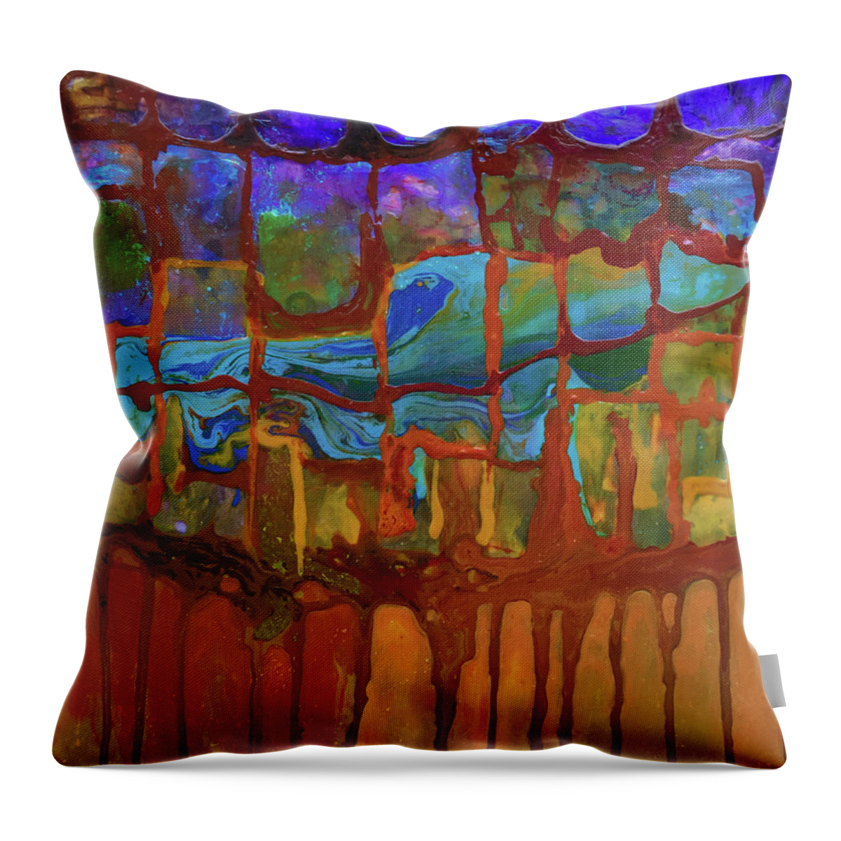 Stream Throw Pillow featuring the painting Chambers by Linda Bailey