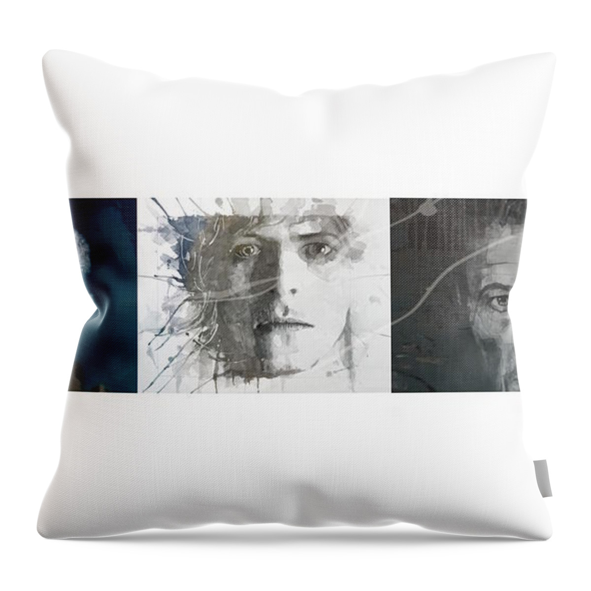 David Bowie Throw Pillow featuring the mixed media Changes David Bowie Triptych by Paul Lovering